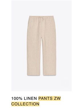 Zara Women’s 100% Linen Striped Pants, Size XS